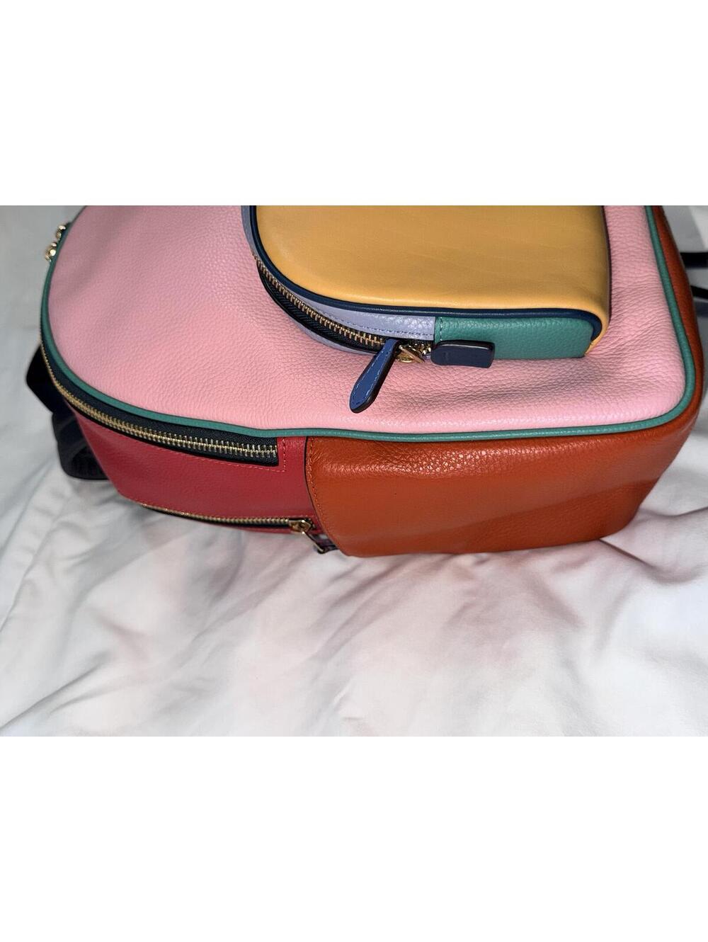 Coach Court Backpack In Colorblock Gold/Powder-Pink-Multi - Picture 3 of 8